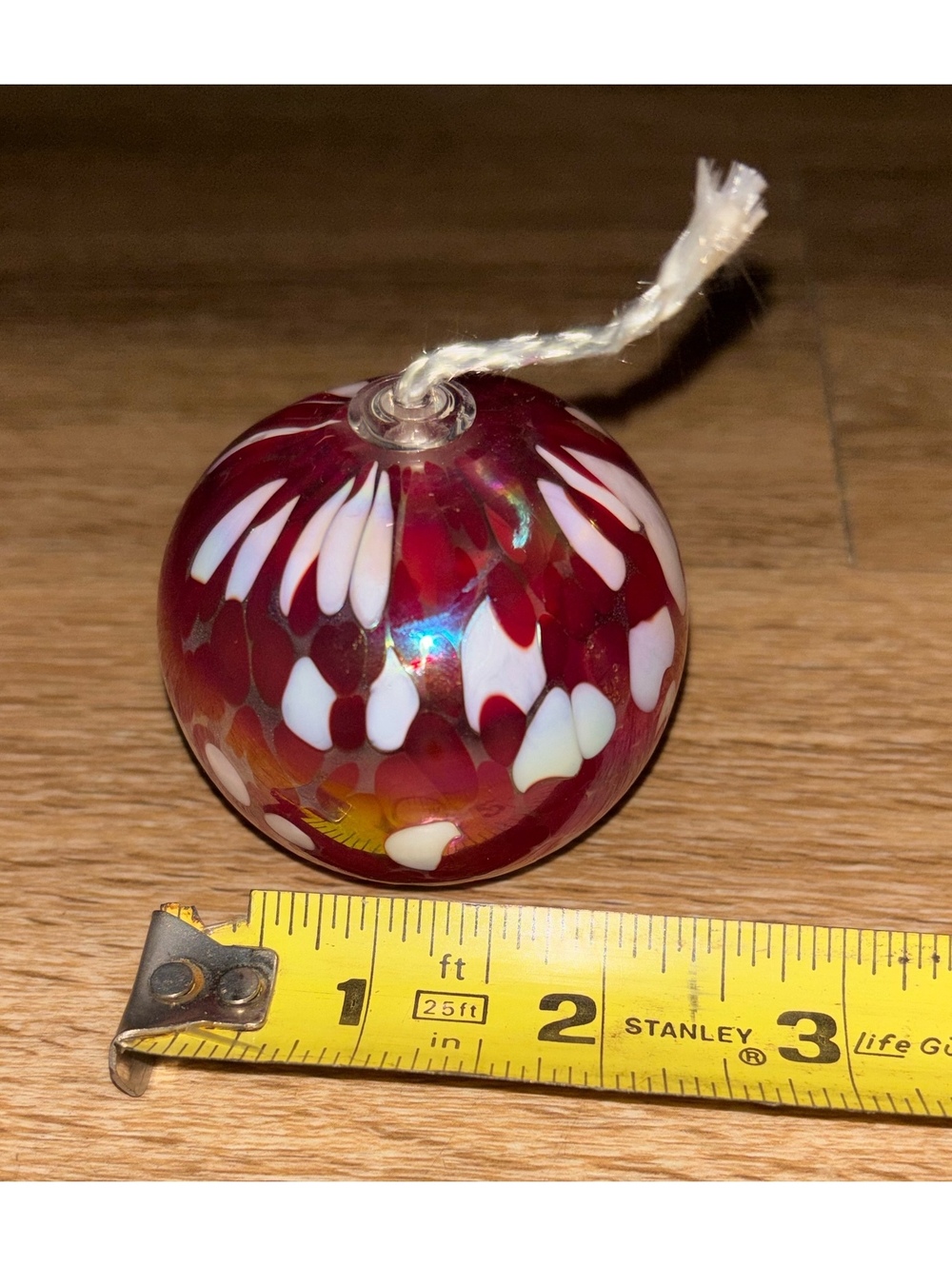 Lamplight Farms Mini Glass Oil Lamp Red White Iridescent Decorative Table AI